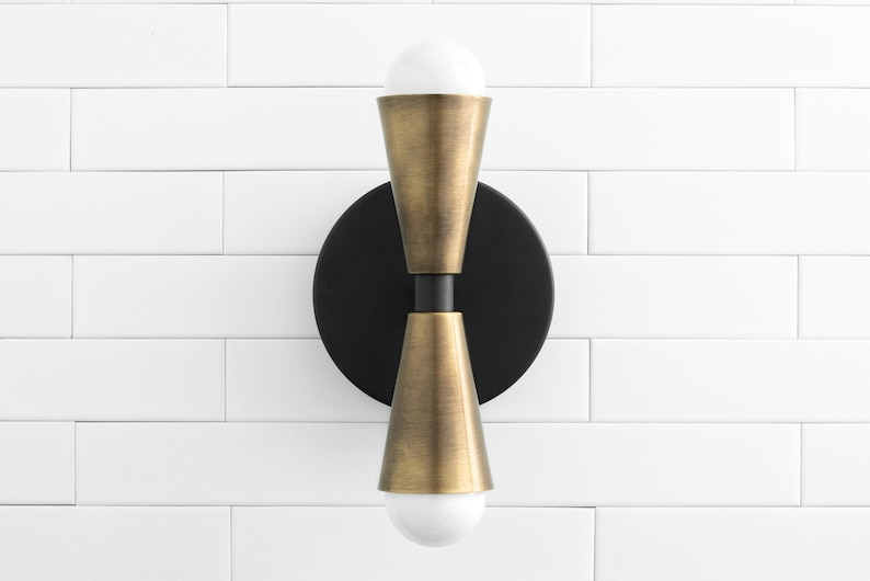 Cone Sconce - Antique Brass Light - Wall Sconce - Light Fixture - Bathroom Lighting - Hallway Lighting - Model No. 4717 image 1