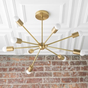 Sputnik Chandelier - Brass Light Fixture - Modern Ceiling Lamp - Model No. 7788