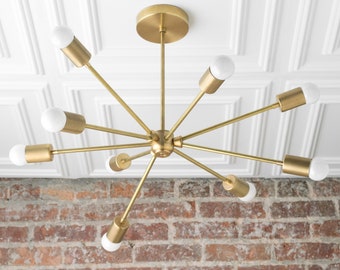 Sputnik Chandelier - Brass Light Fixture - Modern Ceiling Lamp - Model No. 7788