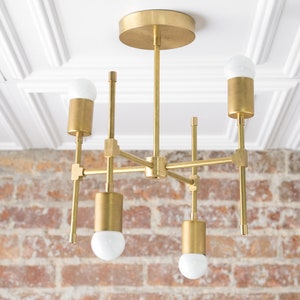 Geometric Chandelier Gold Ceiling Light Geometric Fixture Mid Century Modern Lamp Ceiling Light Model No. 1929 image 1