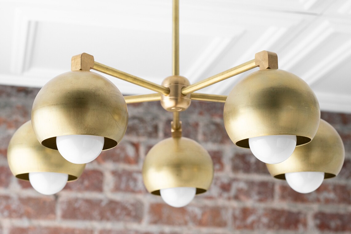 Modern Brass Fixture Round Shade Brass Ceiling Lights Etsy