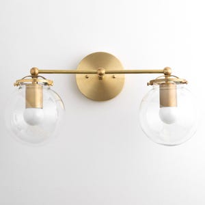 Modern Globe Vanity - Mid Century Lamps - Bathroom Wall Light - Wall Sconce - Vanity Lighting - Raw Brass Light - Model No. 0584 image 1