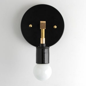 Minimalist Sconce - Modern Wall Light -  Black Gold Sconces - Brass Light Fixture - Industrial Sconce - Model No. 6139