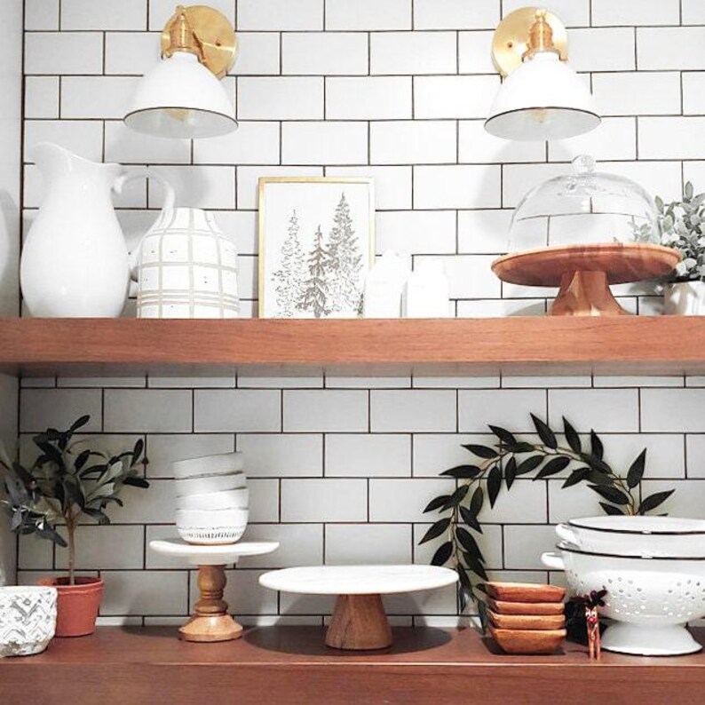 Industrial Wall Sconce - Bathroom Lighting - White Metal Shade Lamp - Vanity Wall Lights - Industrial Chic - Model No. 7026 imagem 7