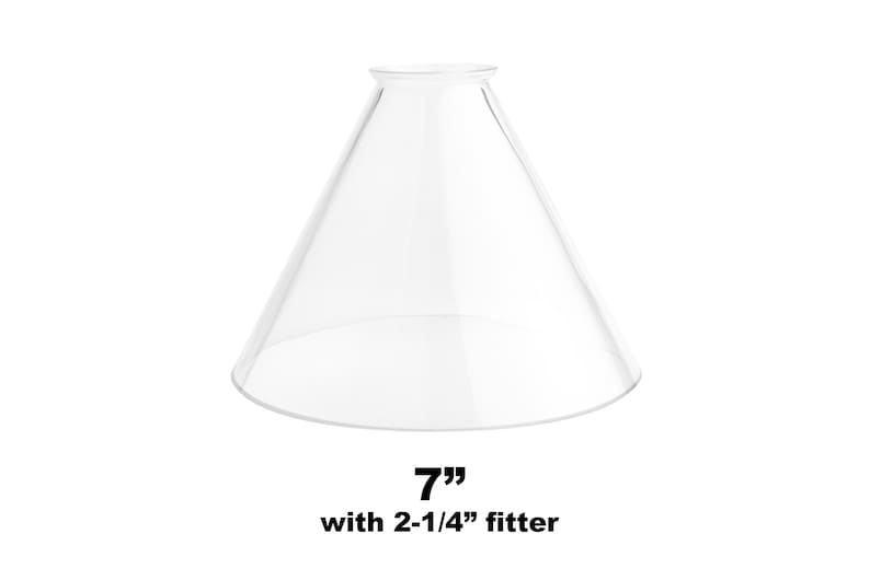 Replacement Glass Globe and Cone Shades 7" Clear Cone