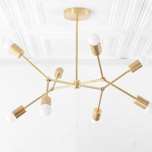 Geometric Lamp Modern Brass Chandelier Ceiling Fixture Gold Chandeliers Model No. 5056 Raw Brass