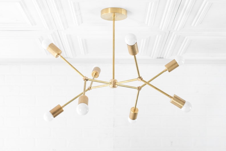 Geometric Lamp Modern Brass Chandelier Ceiling Fixture Gold Chandeliers Model No. 5056 Raw Brass