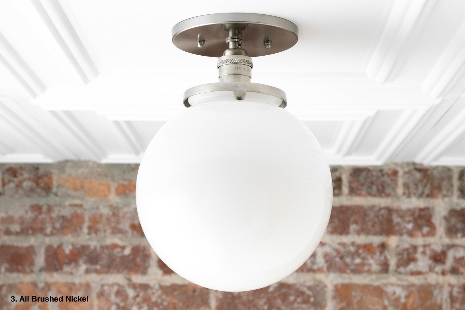 White Ball Light Flush Mount Ceiling Light Glass Pendant Etsy