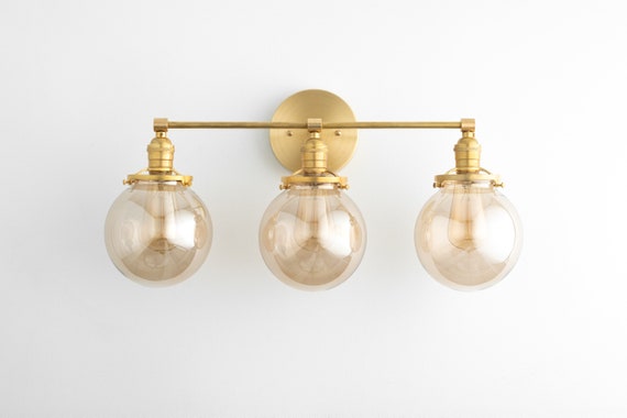 Vanity Lights Brass Vanity Lighting 3 Bulb Bathroom Lamps Etsy