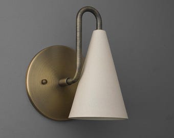 Sconce Light-Brass Wall Sconce-Cone Shade Sconce-Modern Wall Lamp - Model No. 7485