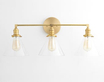 Bathroom Lighting - Three Light Vanity - Mirror Light - Bathroom Fixture - Brass Light - Mirror Light - Vanity Light - Model No. 5219