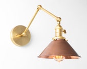 Sconce Light - Swing Arm Lamp - Copper Shade - Farmhouse Lighting - Rustic Lighting - Articulating Light - Sconce - Model No. 6668
