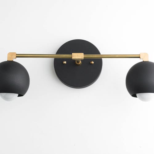 Vanity Lighting Home Orb Shade Bath Light Sconces Wall Orb Shade Bath Light Sconces Wall, Mid Century Bathroom Lighting Black