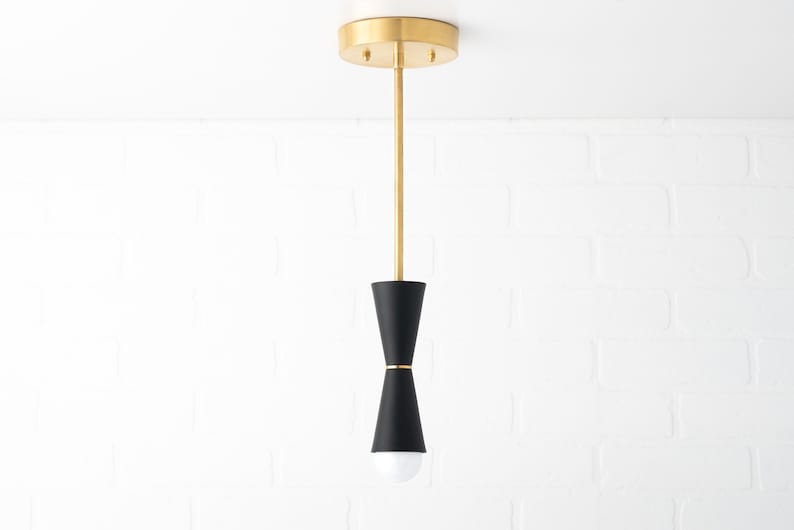 Cone Pendant Brass Light Hanging Mid Century Lighting Kitchen Island Modern Fixture