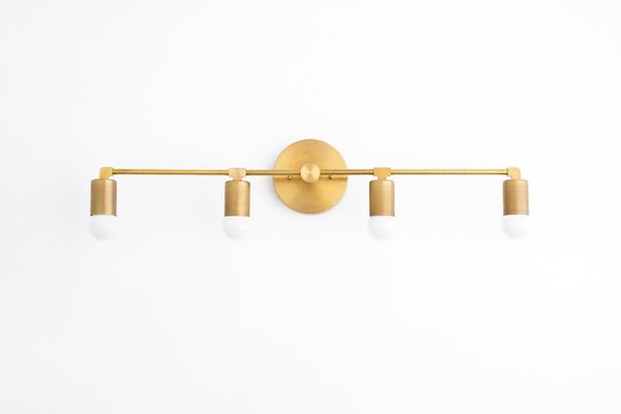 Brass Vanity Lamp Long Light 4 Bulb Bathroom Brass Vanity Lamp Long Light 4, Gold Bathroom Light Fixtures 4 Lights