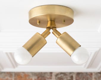 Modern Ceiling Lamp - Minimalist Light - Flush Fixture - Gold Brass Light - Mid Century Lighting - Model No. 6617