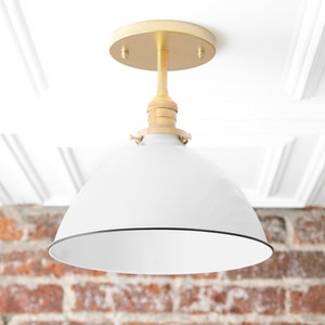 10" White Industrial Shade - Semi-Flush - Ceiling Fixture - Hardwired Lights - Hanging light - Model No. 8353