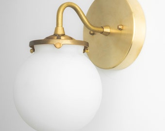 Small Modern Sconce - Black Wall Sconce - Frosted Glass globe - Bathroom Wall Sconce - Modern Wall Sconce - Lighting - Model No. 3772