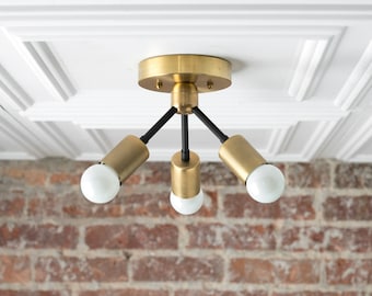 Geometric Metal Lamp - Ceiling Light Gold - Minimalist Lamp - Industrial Ceiling Fixture - Accent Light - Flush Mount - Model No. 6885