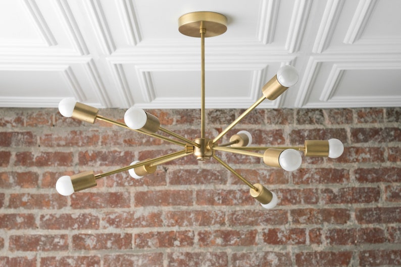Sputnik Chandelier Brass Light Fixture Modern Ceiling Lamp Model No. 7788 image 3