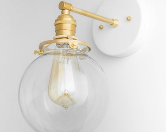 Globe Sconce - Bathroom Light  -  Edison Wall Light - Brass Fixture - Sconce Wall Lamp - Model No. 5456