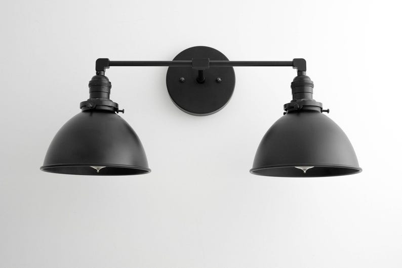 Matte Black Bucket Shade - Vanity Lighting - Bathroom Lighting - Bathroom Sconce - Wall Sconce - Unique Lighting - Model No. 3370 image 2