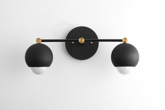 Black Modern Light Black Mirror Light Black Gold Vanity Mid Century Vanity Bathroom Sconce Black Modern Fixture Black Orb Light