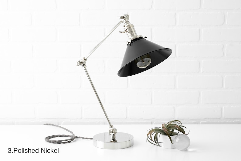 Black Desk Lamp Edison Table Lamp Black Shade Lamp Polished Nickel