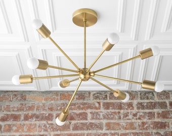 Sputnik Lamp - Brass Light Fixture - Modern Ceiling Lamp - Model No. 7788