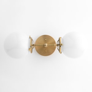 Globe Light - Mid Century Lighting - Vanity Light - Black Vanity - Opal - Hallway Light - Art Deco Lighting - Mirror Light - Model No. 7776