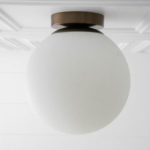 10 Inch Frosted White Globe Glass Ceiling Light Flush Mount Light Modern Lighting Light Fixture Model No. 2910 Antique Brass