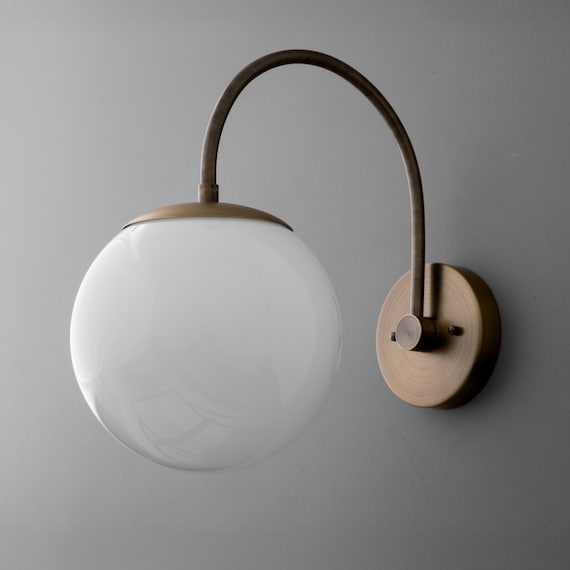 Sconce Light-Modern Wall Light-Brass Wall Lamp-Opal Glass Globe - Model No. 2947