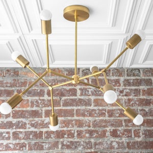 Geometric Lamp Modern Brass Chandelier Ceiling Fixture Gold Chandeliers Model No. 5056 image 2