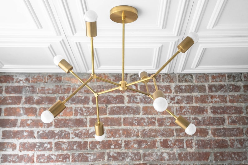 Geometric Lamp Modern Brass Chandelier Ceiling Fixture Gold Chandeliers Model No. 5056 image 2