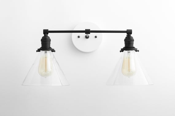 Modern Light Fixture Farmhouse Vanity Black White Light Etsy