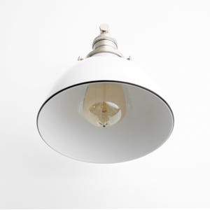 Brushed Nickel Sconce - Industrial Sconce - White Wall Light - White Nickel Light - Modern Sconce - White Bucket Light - Model No. 7026 image 3