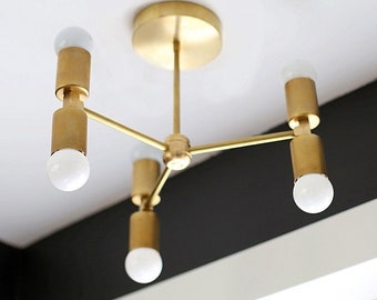 Minimal Chandelier - Modern Ceiling Lighting - Brass Ceiling Fixture - Mid Century Light - Model No. 9763