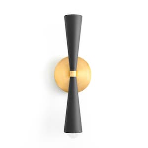 Wall Sconce - Black and Brass Sconce - Long Cone Sconce - Modern Lighting - Model No. 8113