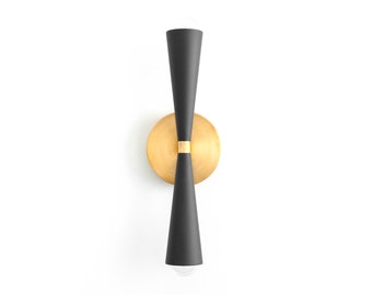 Wall Sconce - Black and Brass Sconce - Long Cone Sconce - Modern Lighting - Model No. 8113