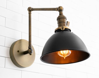 Matte Black Shade - Articulating Sconce - Light Fixture - Wall Lights - Rustic Lighting - Model No. 2560