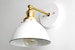 Industrial Sconce - Bathroom Wall Light  -  White Sconce - Brass Fixture - Hallway Lamp - Model No. 7026 