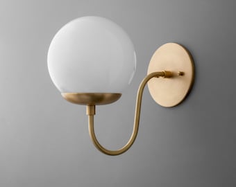 Sconce Light-Brass Wall Sconce-Globe Wall Lamp-Modern Wall Light - Model No. 3849