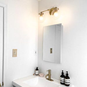 Modern Globe Vanity - Mid Century Lamps - Bathroom Wall Light - Wall Sconce - Vanity Lighting - Raw Brass Light - Model No. 0584 image 9