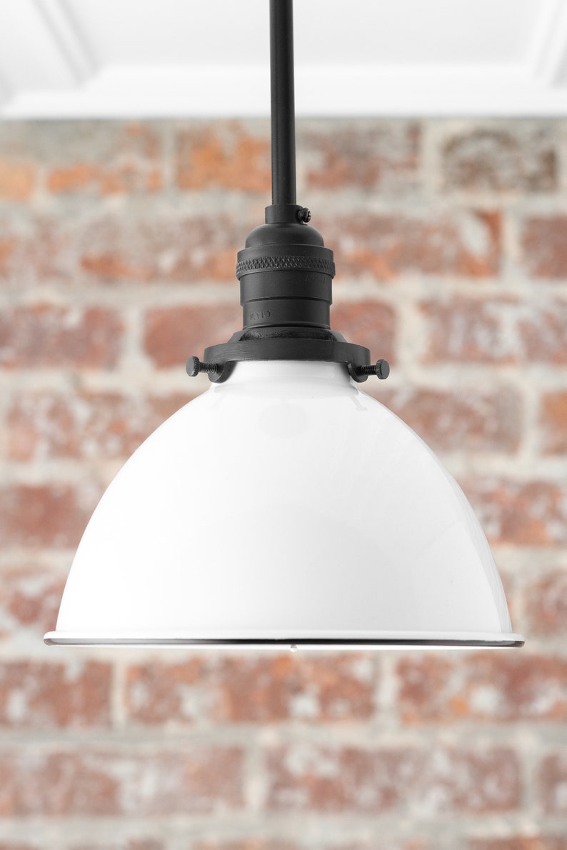 White Pendant Light Farmhouse Lighting Mid Century Etsy