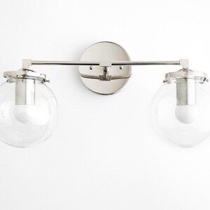 Modern Globe Vanity - Mid Century Lamps - Bathroom Wall Light - Wall Sconce - Vanity Lighting - Raw Brass Light - Model No. 0584 image 3