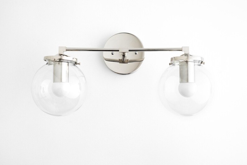 Modern Globe Vanity - Mid Century Lamps - Bathroom Wall Light - Wall Sconce - Vanity Lighting - Raw Brass Light - Model No. 0584 image 3