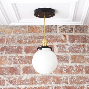 Semi Flush Fixture -  Globe Lamp - Modern Pendant Light - Gold Ceiling Light - Brass Pendant Light - Model No. 7929