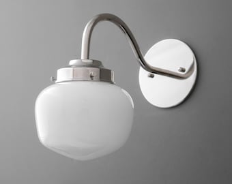 Sconce Light-Opaline Glass Lamp-Chrome Wall Sconce-Modern Glass Sconce - Model No. 8736