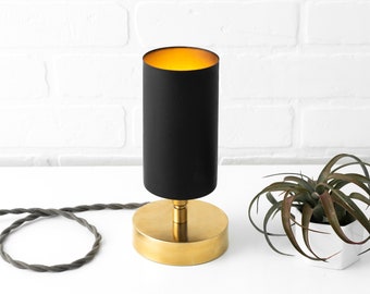 Accent Lamp - Adjustable Spotlight - Mid Century Lighting - Minimalist Lamp - Raw Brass Table Lamp - Black Table Lamp - Model No. 1764