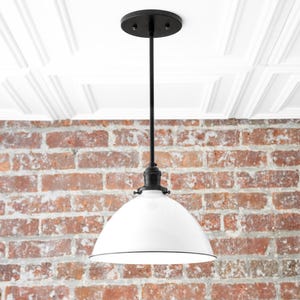10 Inch White Shade Pendant Light - Hanging Lamp - Ceiling Light Fixture - Model No. 8906